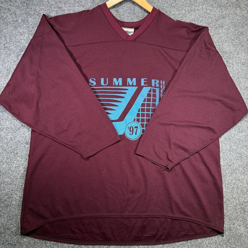 Bakka 1000 Summer Hockey League Jersey Mens 2XL Burgundy 5 Vintage USA Made 1997